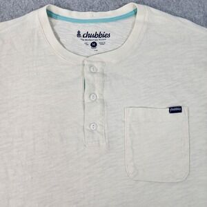 Chubbies The Slice Of Life Henley Shirt Mens M Yellow/White Heathered Pullover